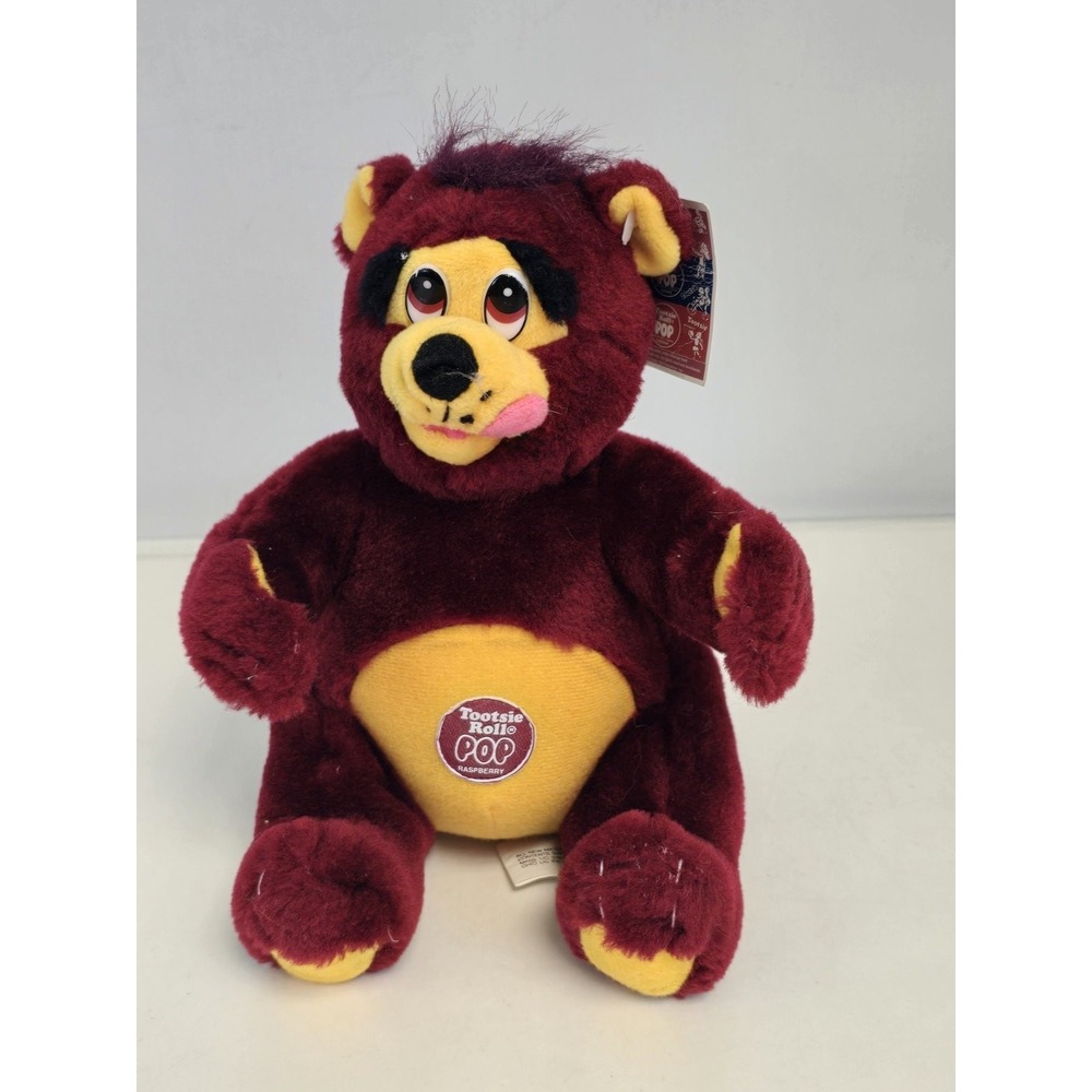 Rare 1999 Plush 15"Tootsie Roll Pop Red Raspberry Bear Ad Mascot w/ Tag